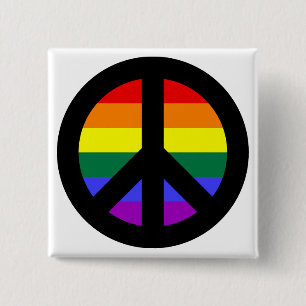 Rainbow Peace Sign Button
