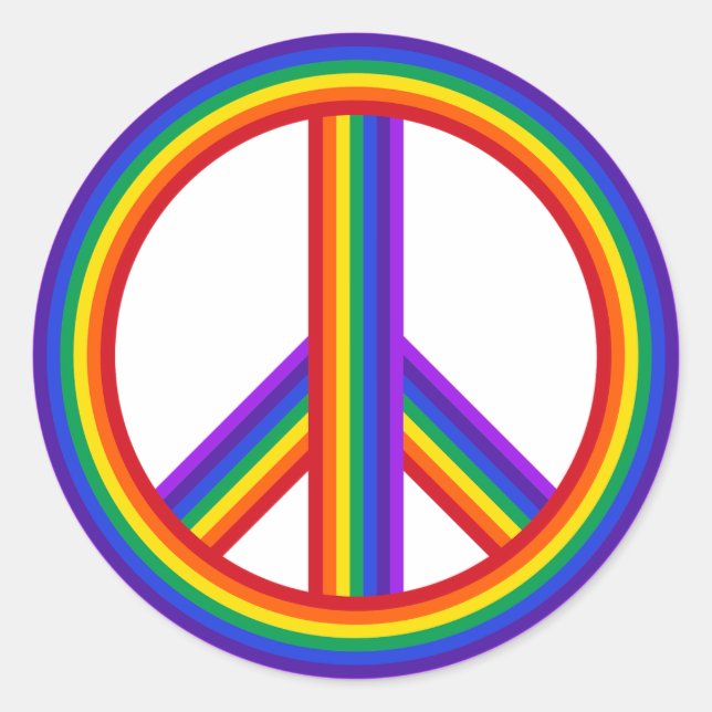 Rainbow Peace Sign Classic Round Stickers (Vorderseite)