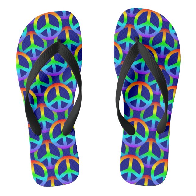 Rainbow Peace Sign Flip Flops (Fußbett)