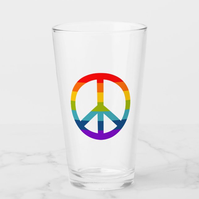 Rainbow Peace Sign Glas (Vorderseite)