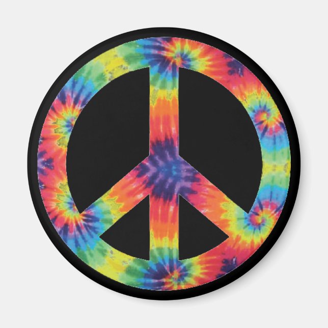 Rainbow Peace Sign Hippie Magnet (Vorne)
