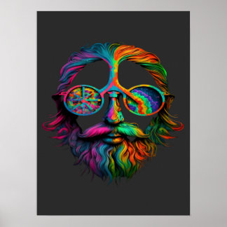 Rainbow Peace Sign , LGBTQ Hippie Poster
