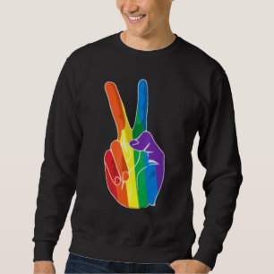 Rainbow Peace Sign Liebe Lesbian Gay LGBT Pride Sweatshirt