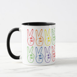 Rainbow Peace Sign Links Handfarbene Deures Tasse