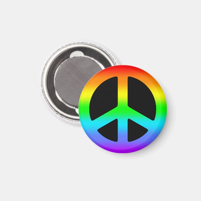 Rainbow Peace Sign Magnet (Vorderseite/Rückseite)