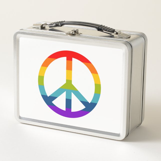 Rainbow Peace Sign Metall Brotdose (Vorderseite)