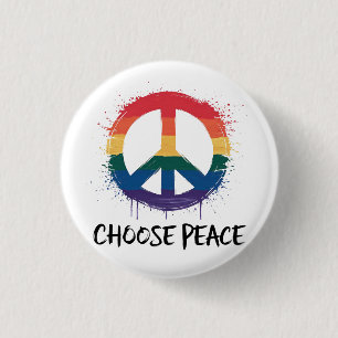 Rainbow Peace Sign mit "Choose Peace" Text Button