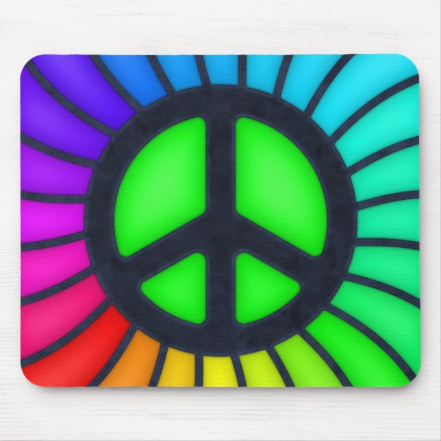 Rainbow Peace Sign Mousepad (Vorne)