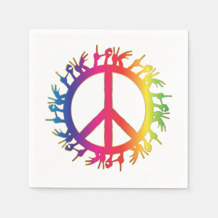 Rainbow Peace Sign Napkins sechziger Hippie-Party Serviette