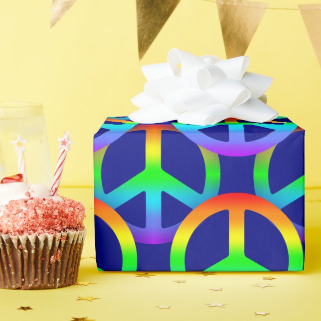 Rainbow Peace Sign Pattern Geschenkpapier (Geburtstagsparty)