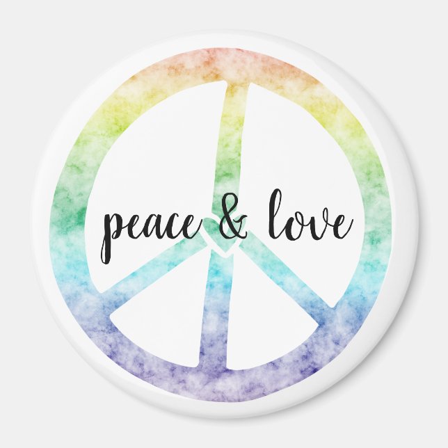 Rainbow Peace Sign personalisiert Magnet (Vorne)