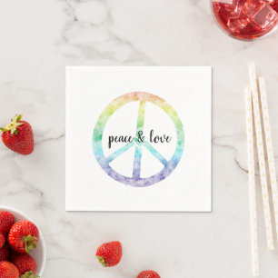 Rainbow Peace Sign personalisiert Serviette