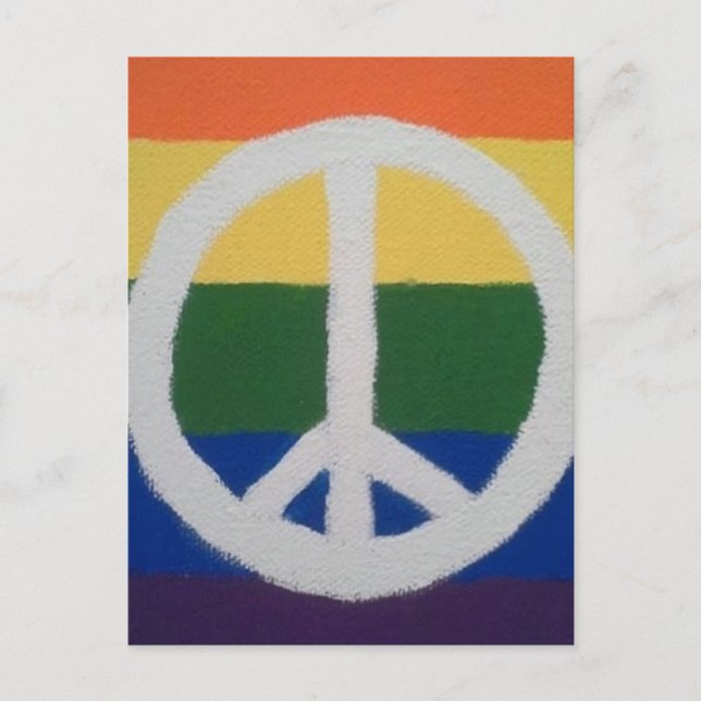 Rainbow Peace Sign Postkarte (Vorderseite)