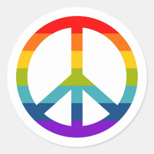 Rainbow Peace Sign Runder Aufkleber