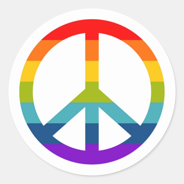 Rainbow Peace Sign Runder Aufkleber (Vorderseite)