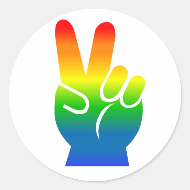 Rainbow Peace Sign Runder Aufkleber (Vorderseite)