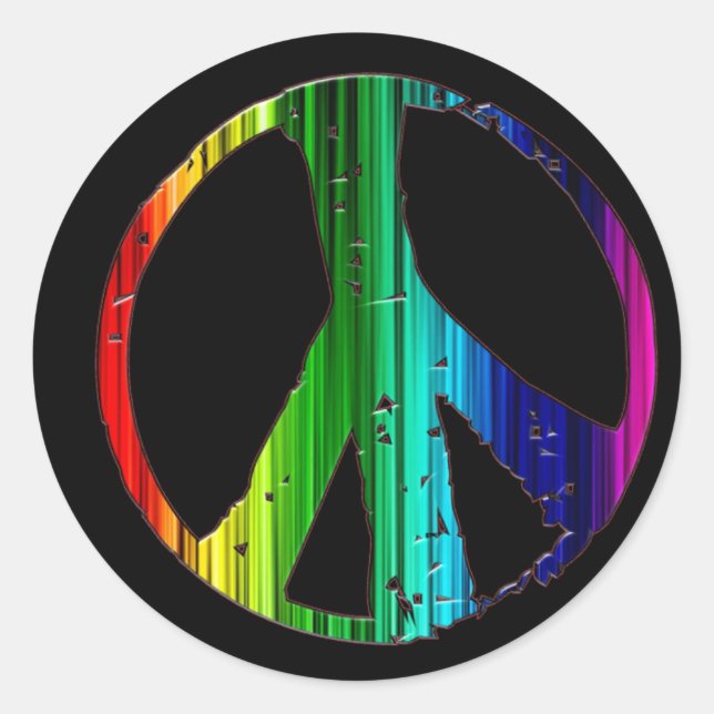 Rainbow Peace Sign Runder Aufkleber (Vorderseite)