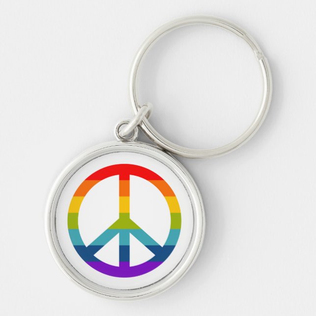 Rainbow Peace Sign Schlüsselanhänger (Vorne)