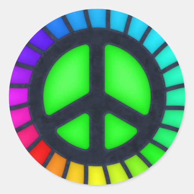 Rainbow Peace Sign Sticker (Vorderseite)