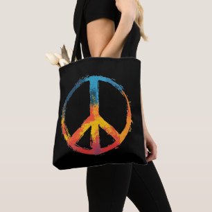 Rainbow Peace Sign Tasche