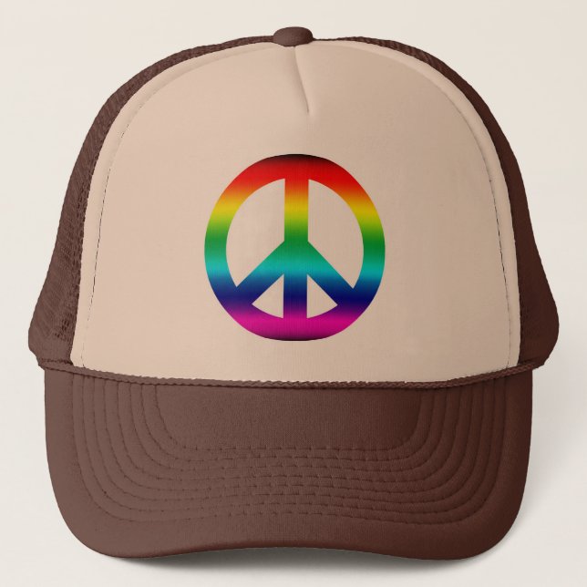 Rainbow Peace Sign Truckerkappe (Vorderseite)