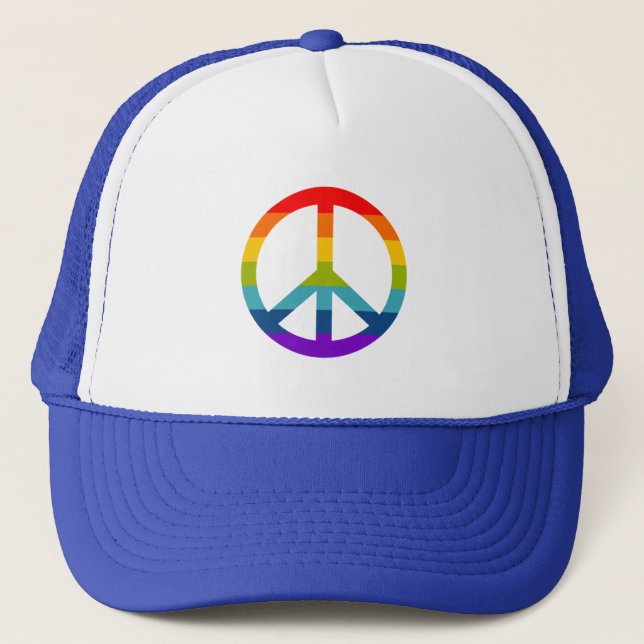 Rainbow Peace Sign Truckerkappe (Vorderseite)