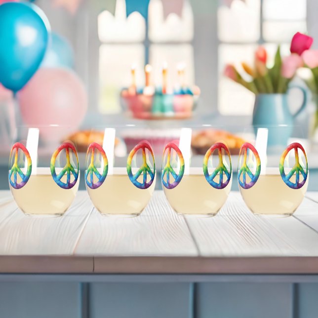 Rainbow Peace Sign Weinglas Ohne Stiel (Insitu (Baby Party))
