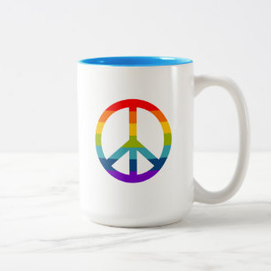 Rainbow Peace Sign Zweifarbige Tasse