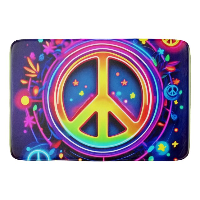 Rainbow Peace Symbol Art Badematte (Vorderseite)
