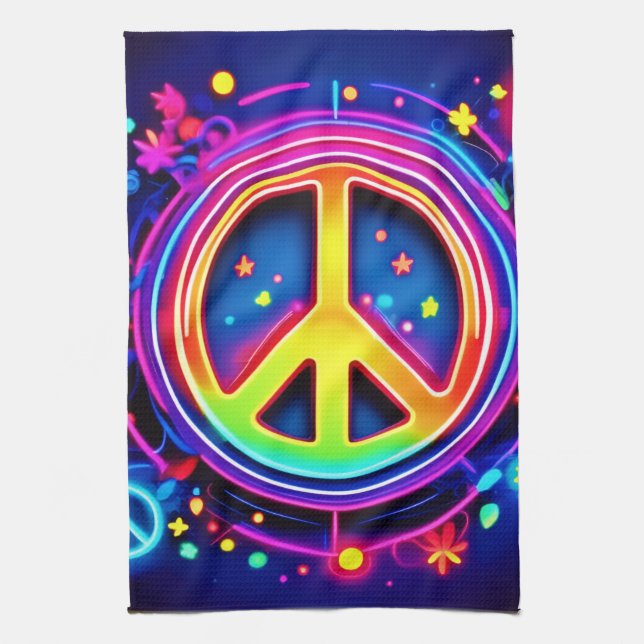 Rainbow Peace Symbol Art Geschirrtuch (Vertikal)