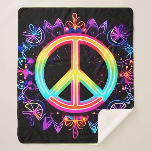 Rainbow Peace Symbol Art Sherpadecke (Vorderseite)