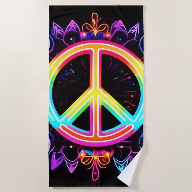 Rainbow Peace Symbol Art Strandtuch (Vorderseite)