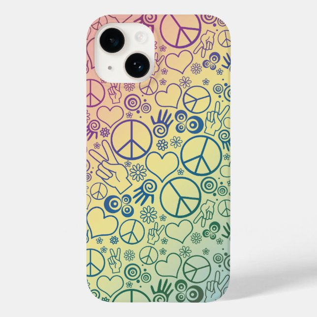 Rainbow Peace Symbol Design Pattern Case-Mate iPhone 14 Hülle (Rückseite)