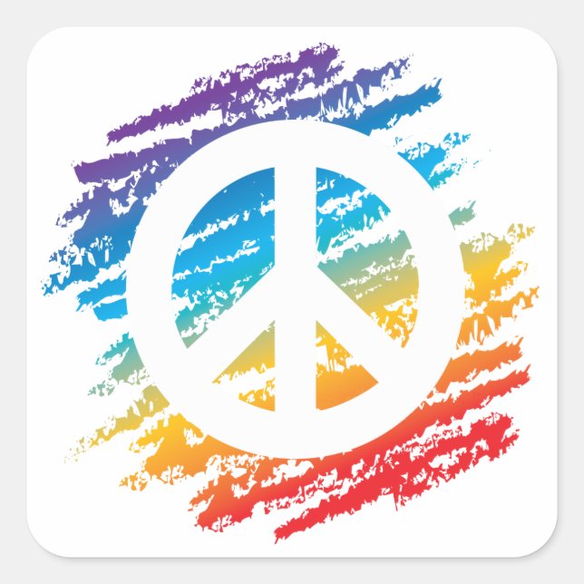 Rainbow Peace Symbol Quadratischer Aufkleber (Vorderseite)