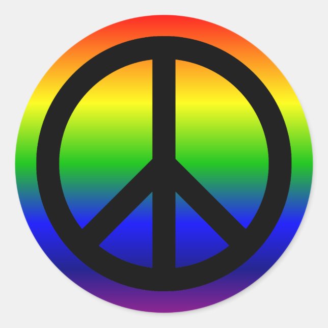 Rainbow Peace Symbol Runder Aufkleber (Vorderseite)