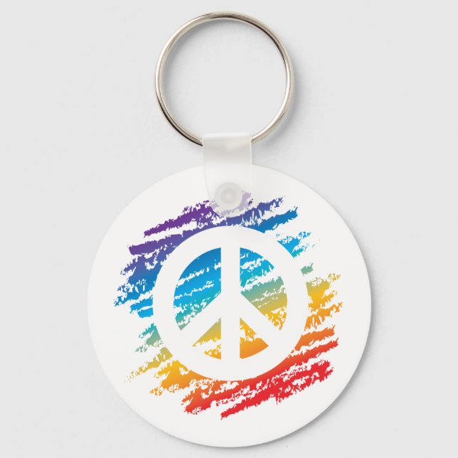 Rainbow Peace Symbol Schlüsselanhänger (Vorderseite)