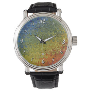 Rainbow Peacock Marble Armbanduhr