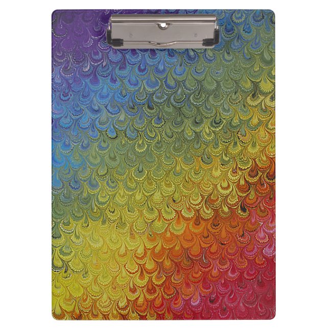 Rainbow Peacock Marble Klemmbrett (Vorderseite)