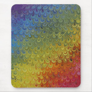 Rainbow Peacock Marble Mousepad