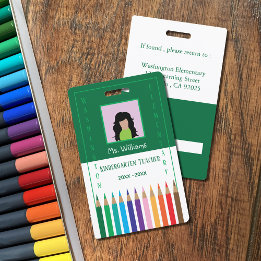 Rainbow Pencies Kindergarten Lehrer-ID-Abzeichen Ausweis