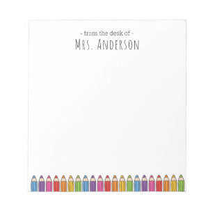 Rainbow Pencils Kindergarten Lehrer Notizblock