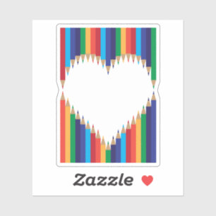Rainbow Pencils Liebe Form Aufkleber
