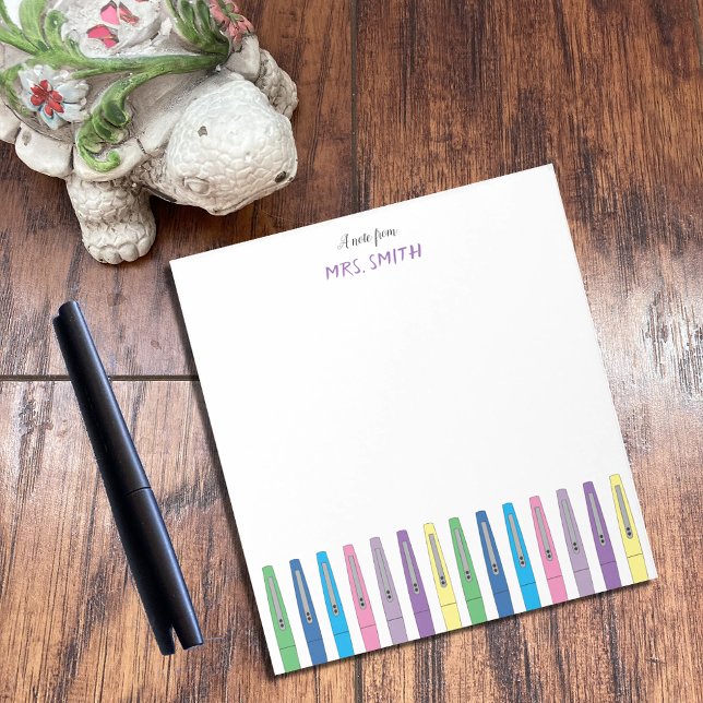 Rainbow Pens Personalisiert Teacher Notepad Notizblock (Von Creator hochgeladen)