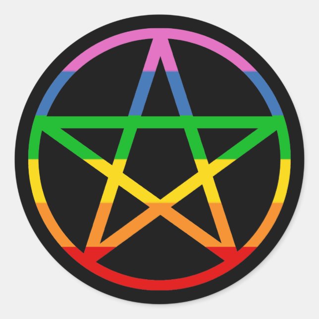 Rainbow Pentagramm Runder Aufkleber (Vorderseite)