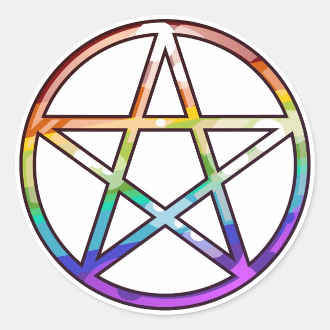 Rainbow Pentagramm Sticker (Vorderseite)