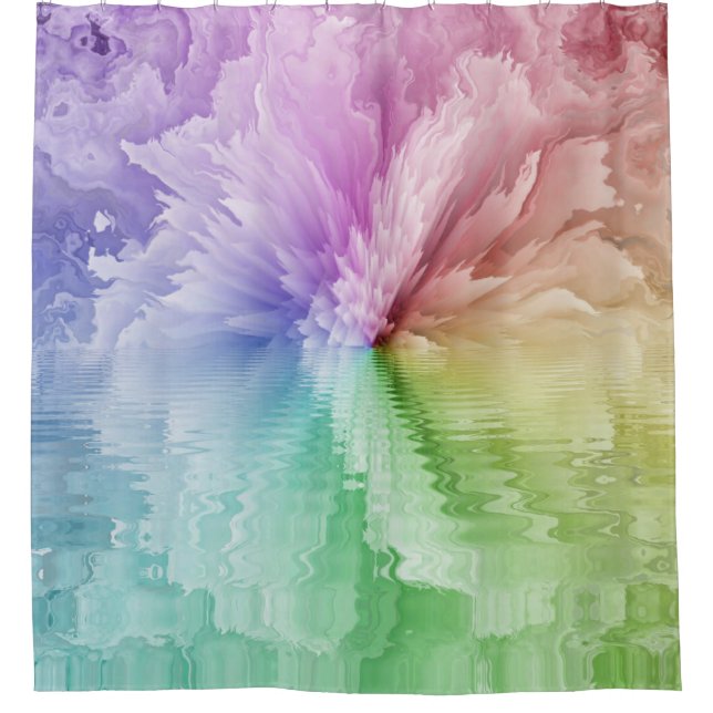 Rainbow Peony Gefärbte Krawatte Hippie Duschvorhang (Vorderseite)