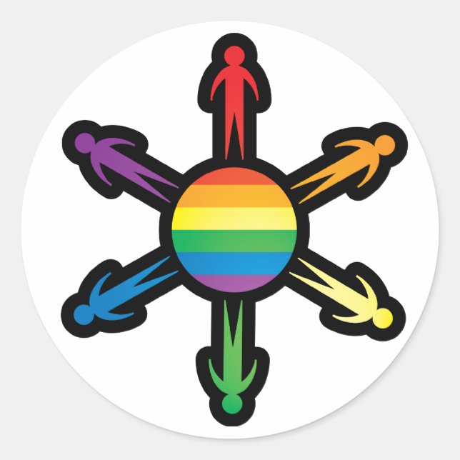Rainbow People Circle Runder Aufkleber (Vorderseite)