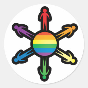 Rainbow People Circle Runder Aufkleber