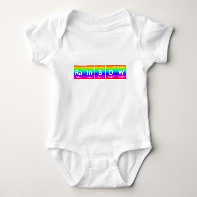 RaInBOW Periodic Table Elements Word Symbols Color Baby Strampler (Vorderseite)