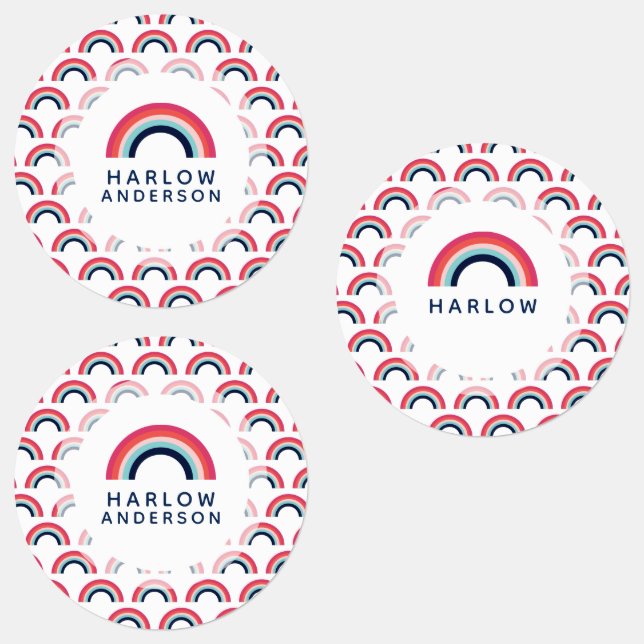 Rainbow Personalisiert Name School Etiketten (Gruppe)